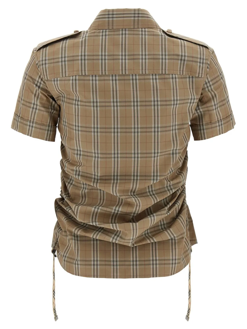Checked Drawstring Hem Shirt