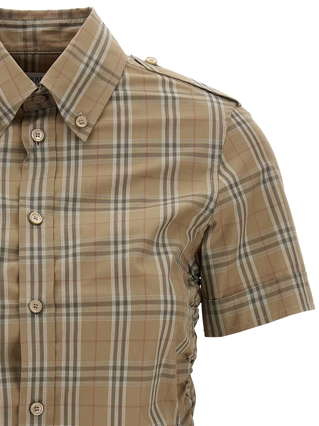 Checked Drawstring Hem Shirt