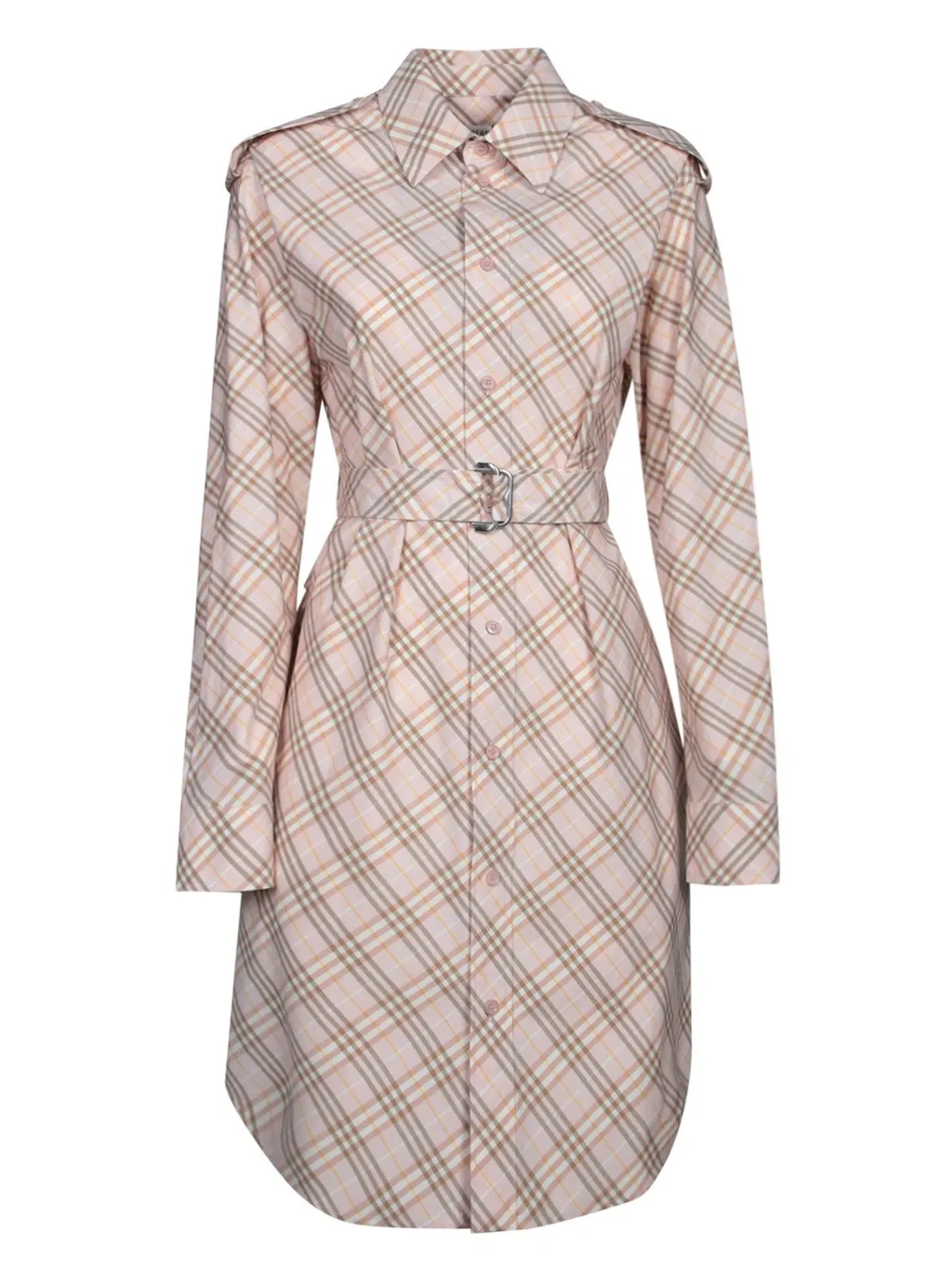 Checked Belted Waist Shirt Dress