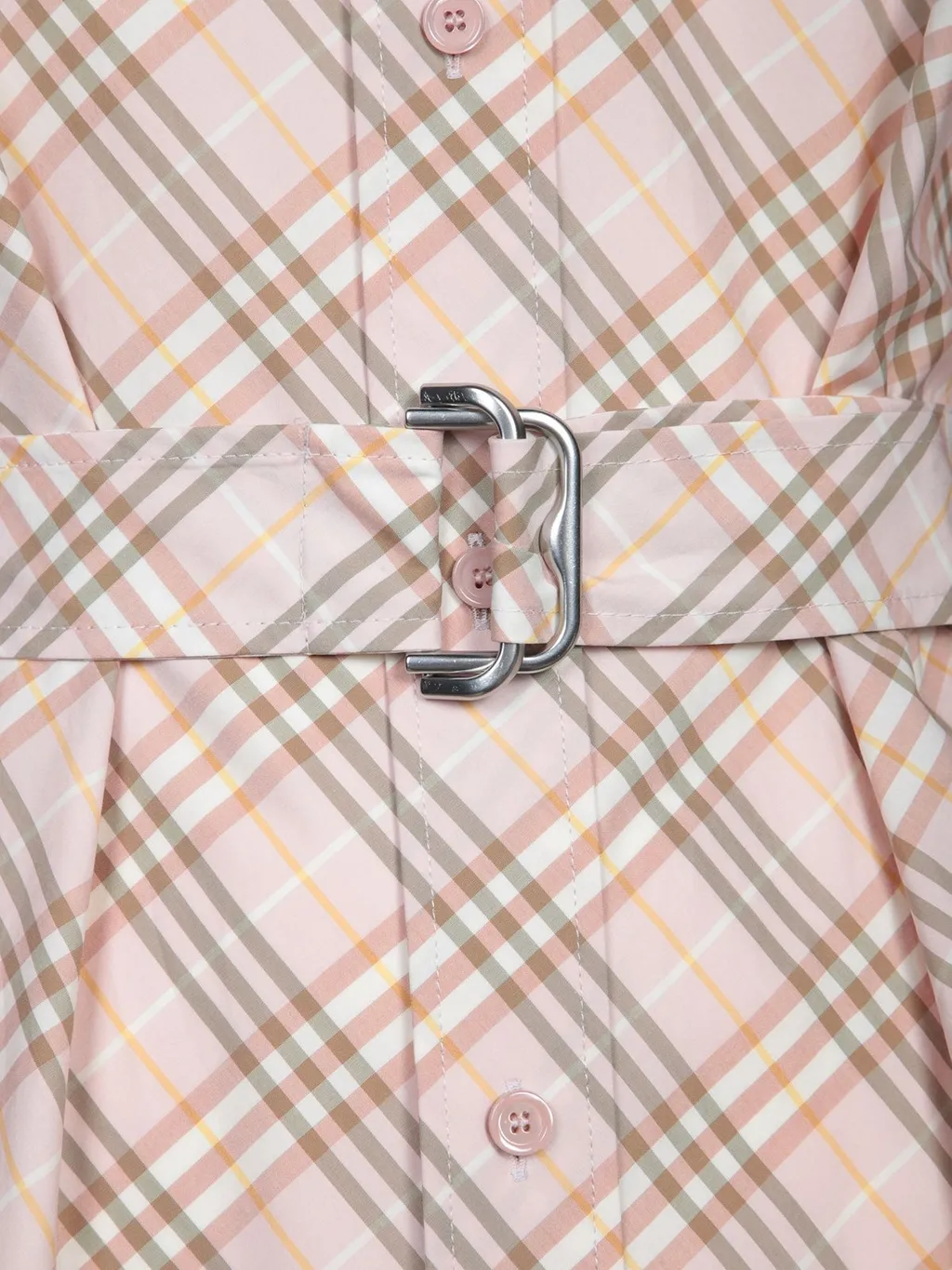 Checked Belted Waist Shirt Dress