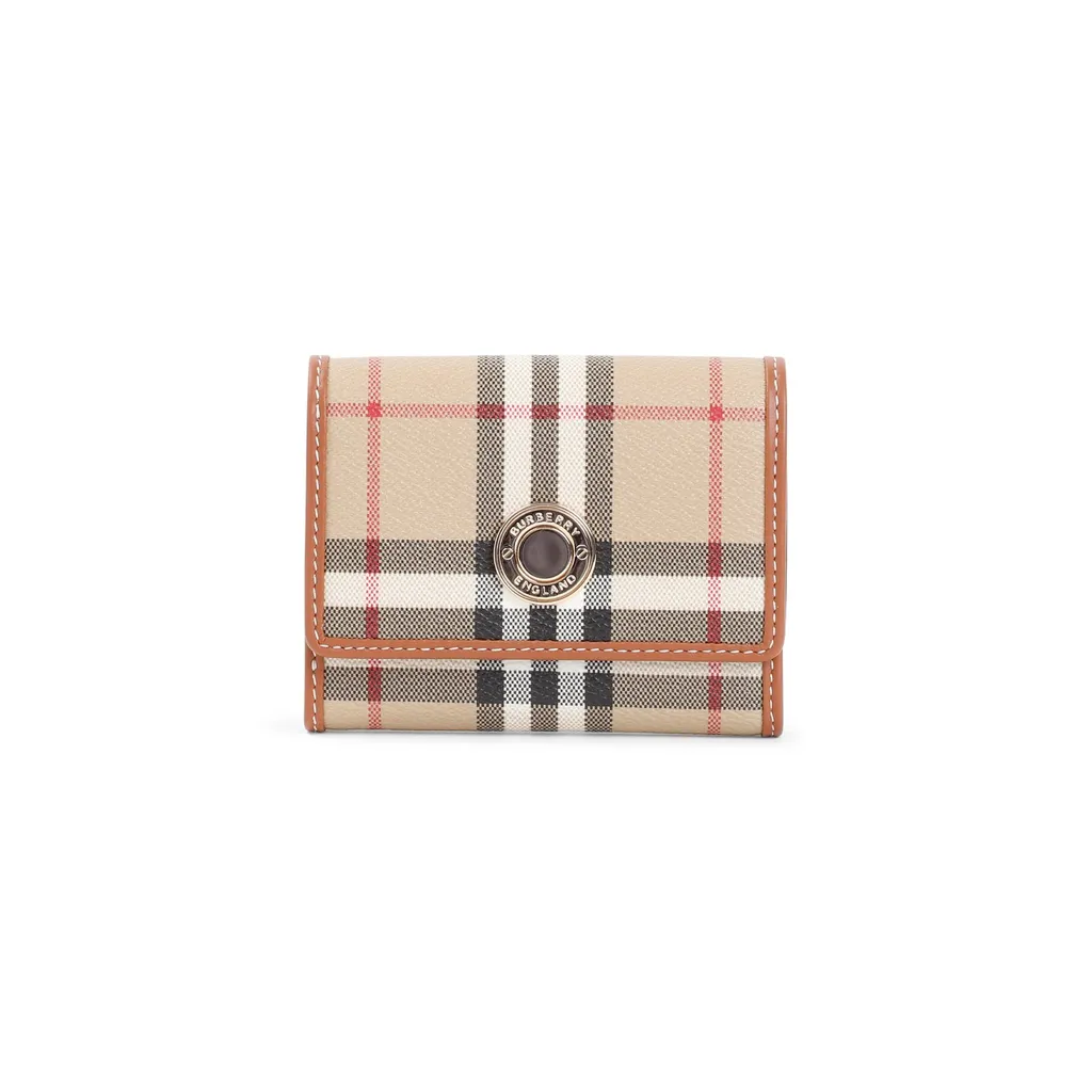 Small Check-Pattern Tri-Fold Wallet