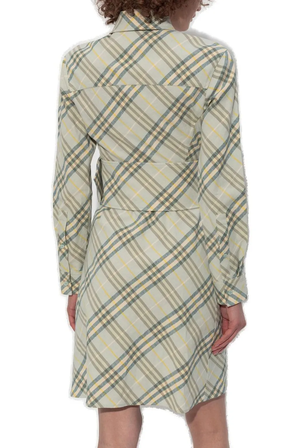 Checked Belted Waist Shirt Dress