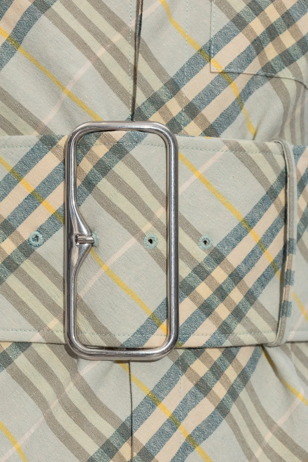 Checked Belted Waist Shirt Dress