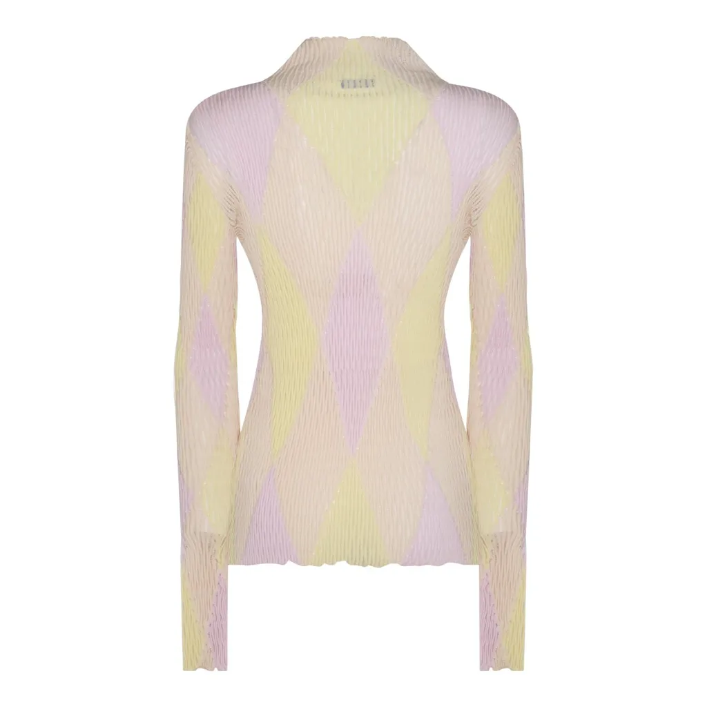 High-Neck Argyle Intarsia Knit Jumper