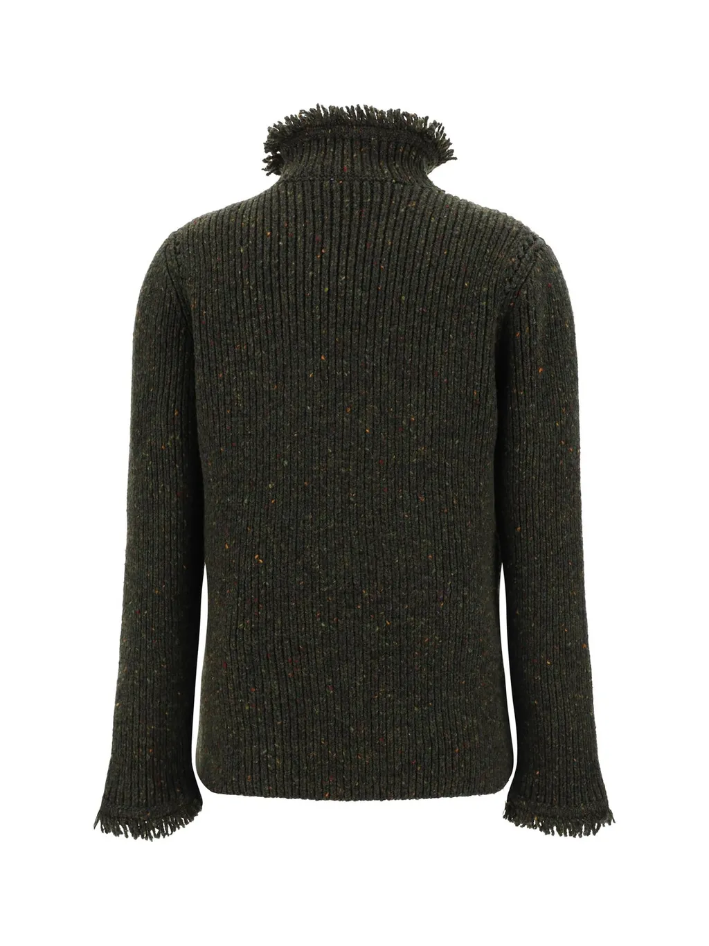 High-Neck Fringed-Edge Jumper