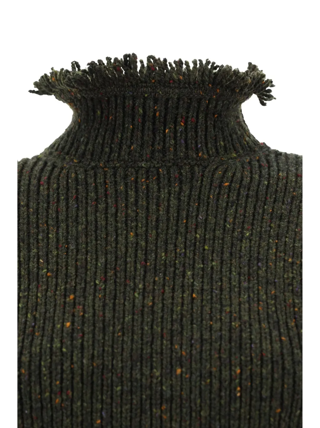 High-Neck Fringed-Edge Jumper