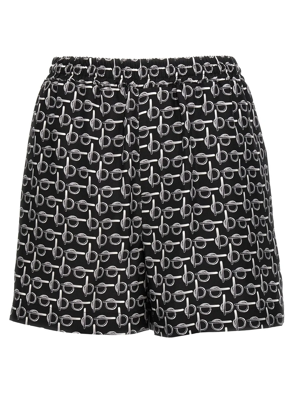 B Print Mid-Waisted Shorts