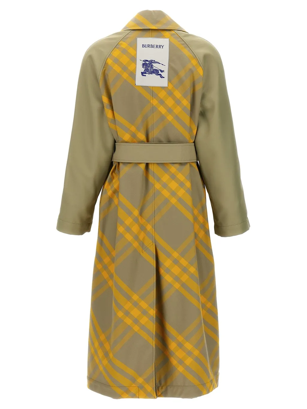 Checked Belted-Waist Reversible Trench Coat