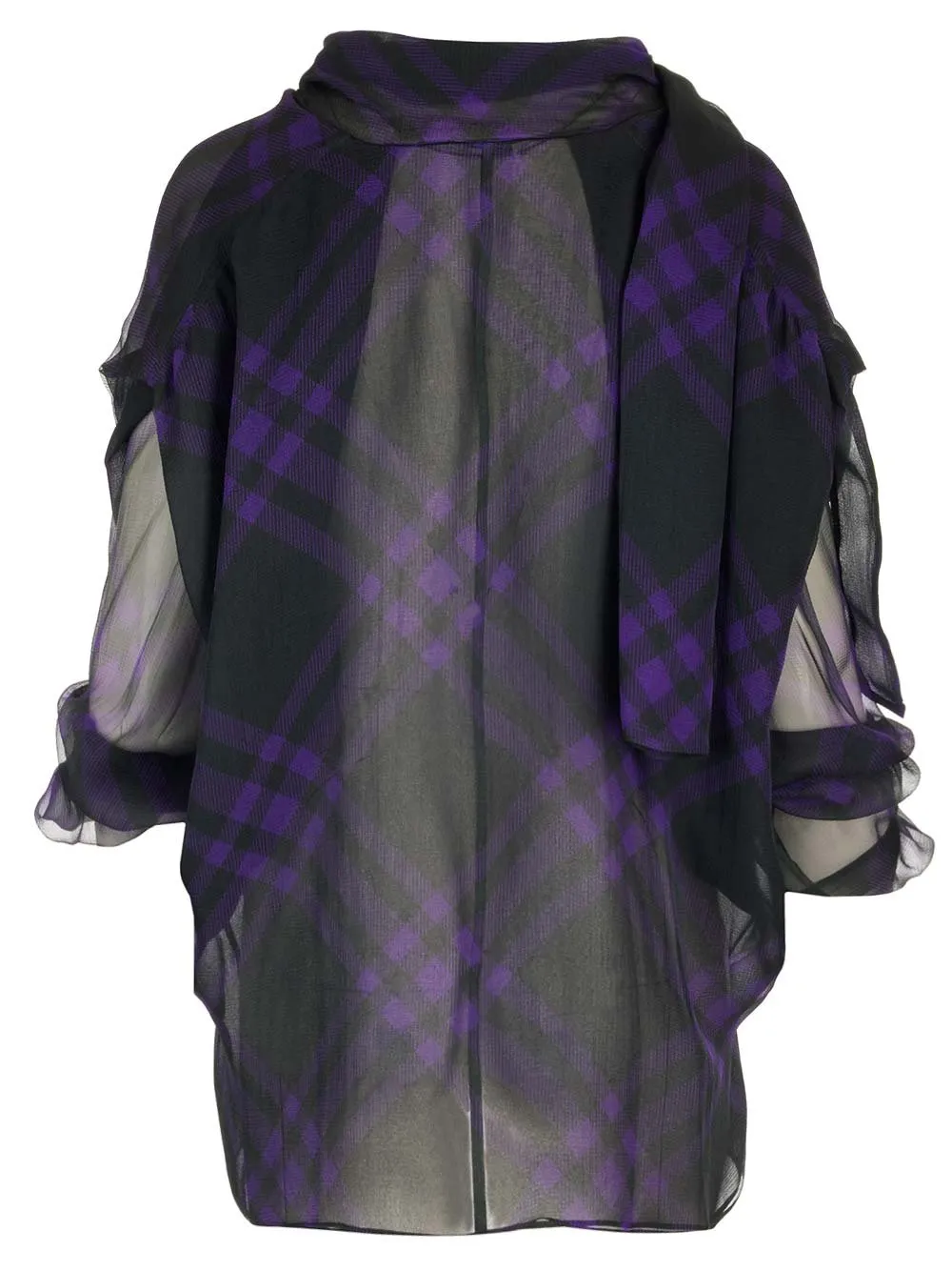 Check-Pattern Scarf Detailed Blouse