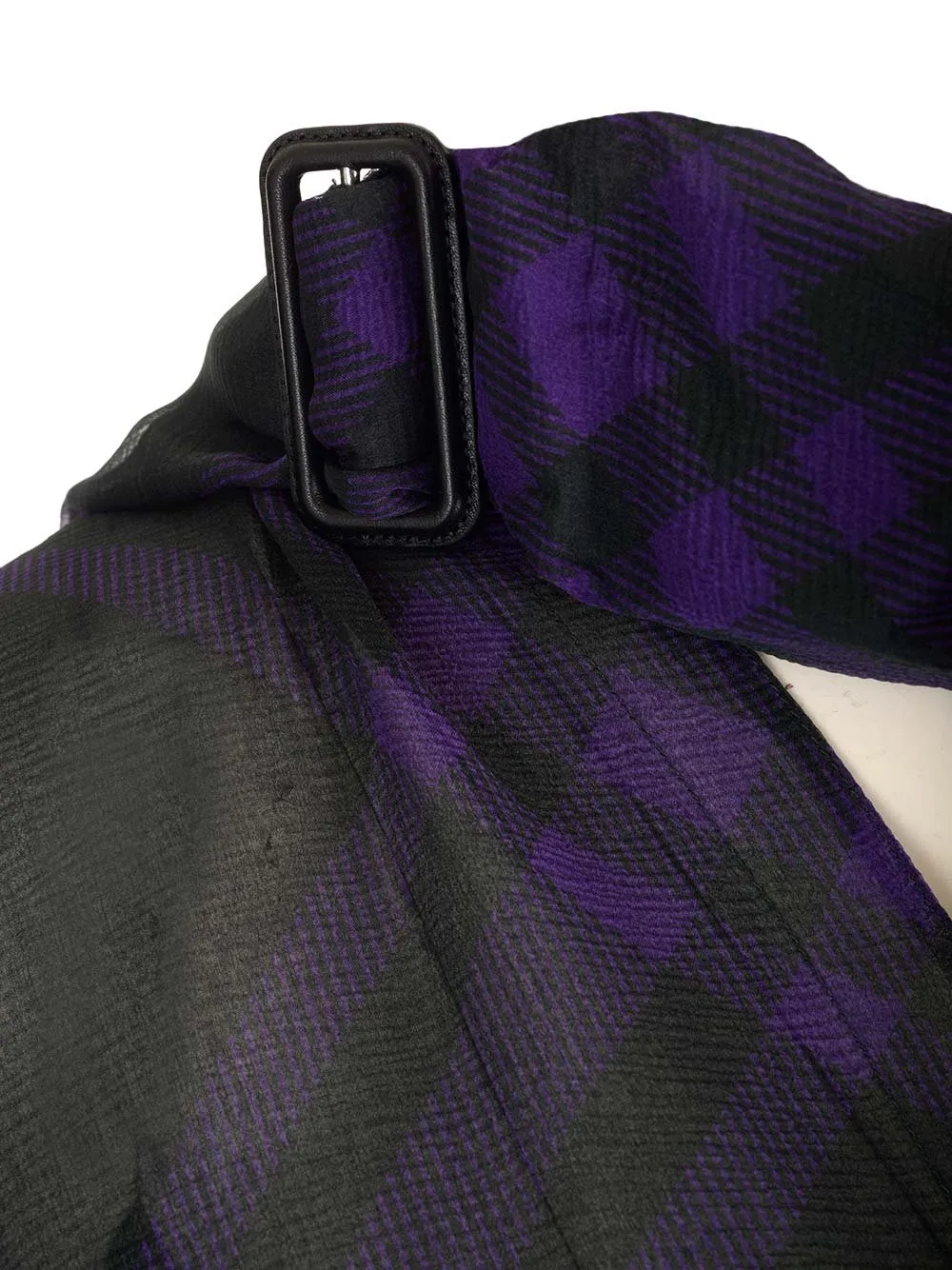 Check-Pattern Scarf Detailed Blouse