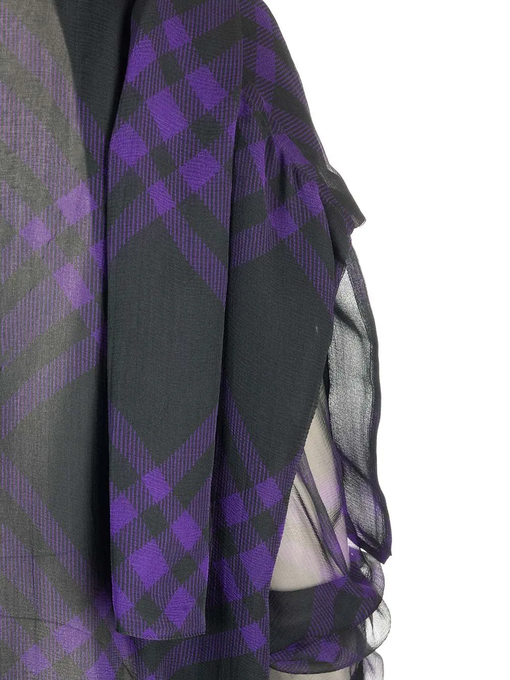 Check-Pattern Scarf Detailed Blouse