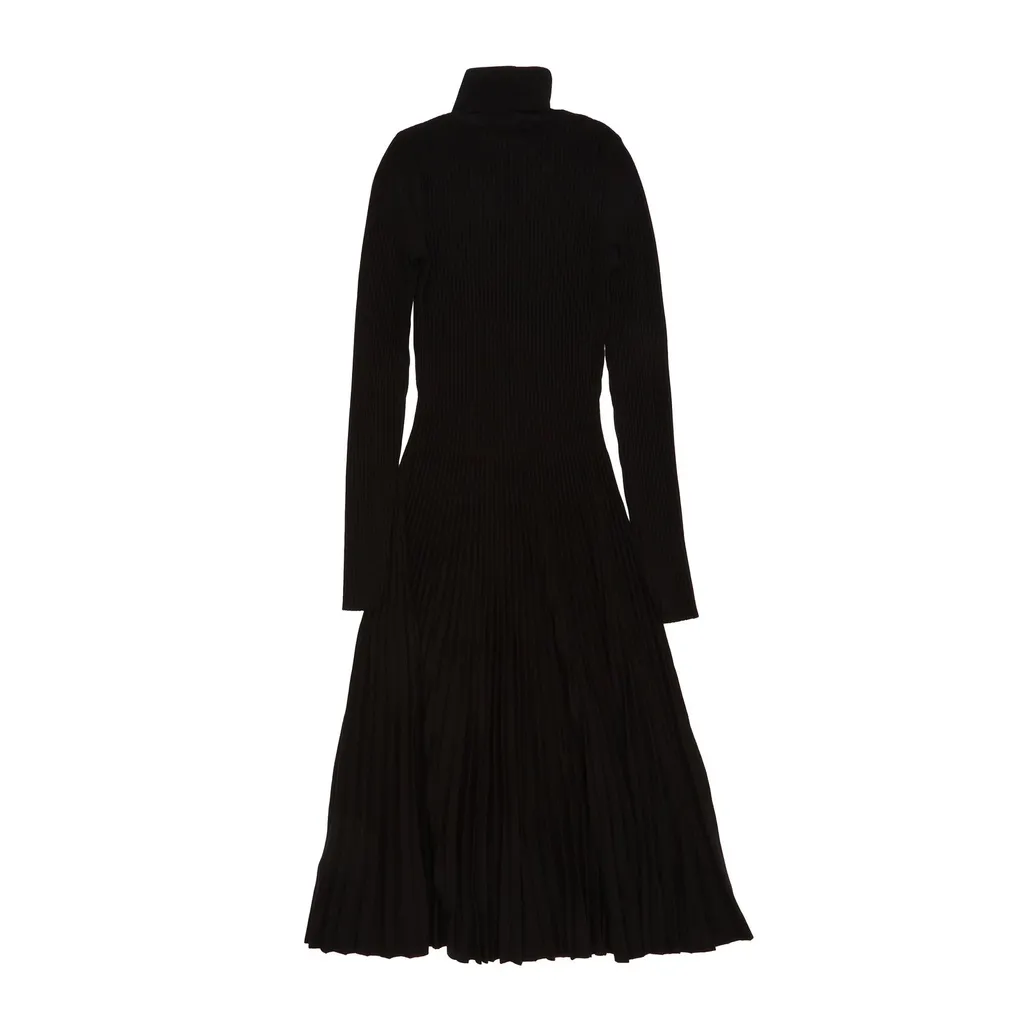 Long Sleeved Zip-Detailed Turtleneck Dress