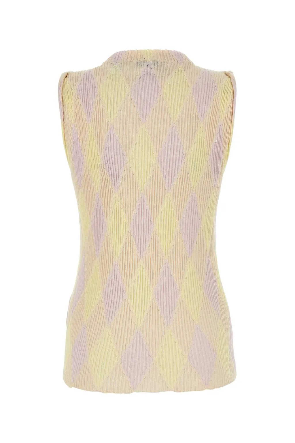 Argyle Intarsia-Knit Crewneck Sleeveless Top