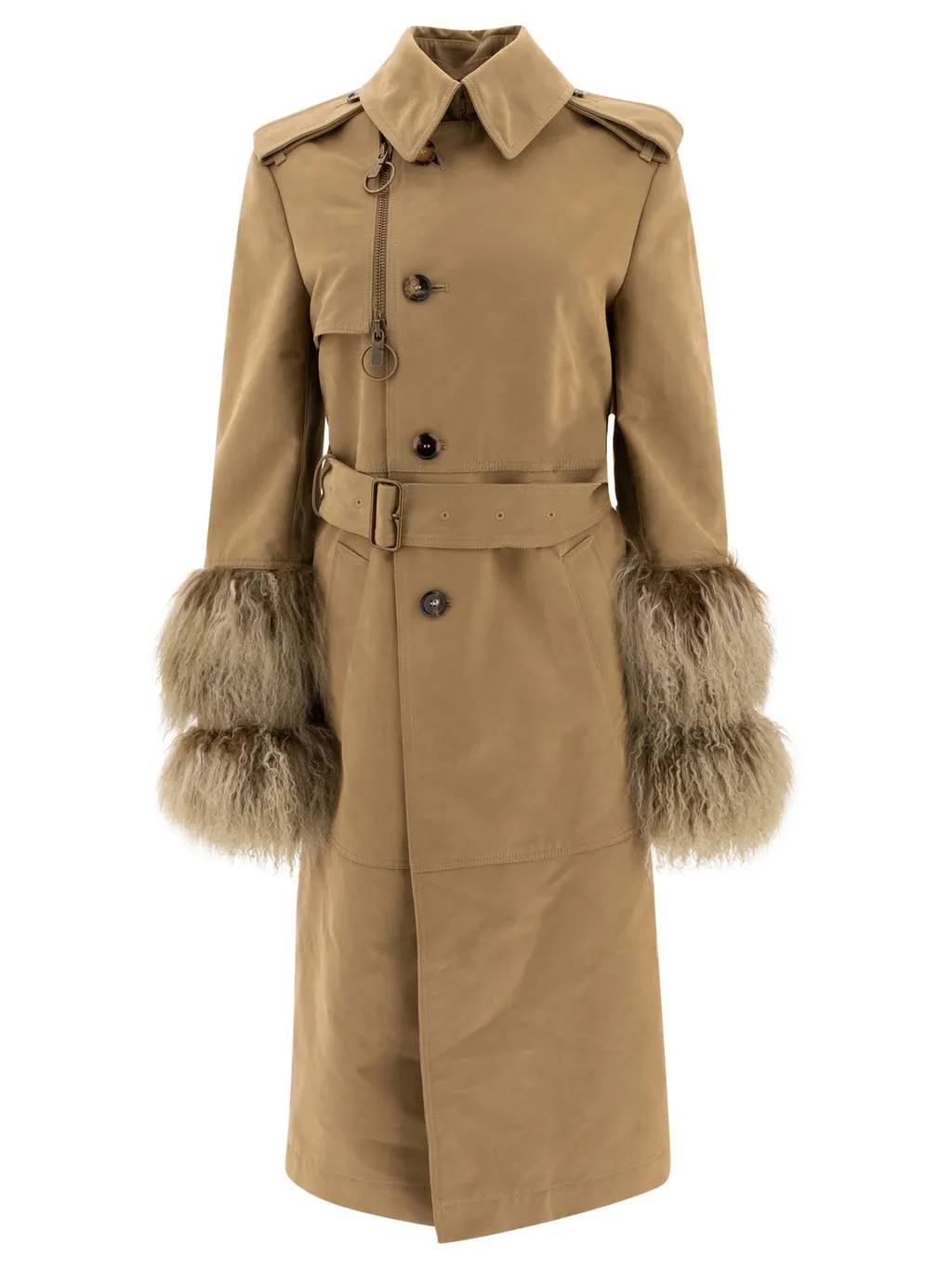 Cuff-Detailed Belted Waist Coat