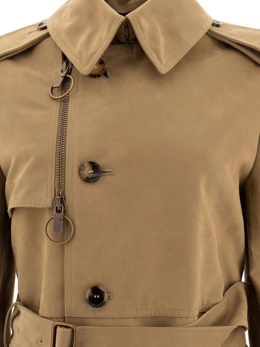 Cuff-Detailed Belted Waist Coat