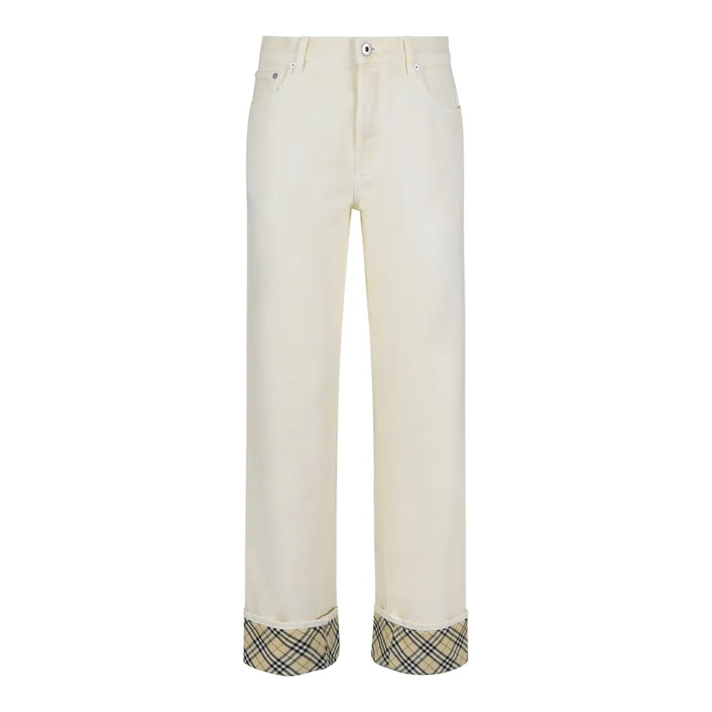 Checkered Logo Patch Straight-Leg Jeans