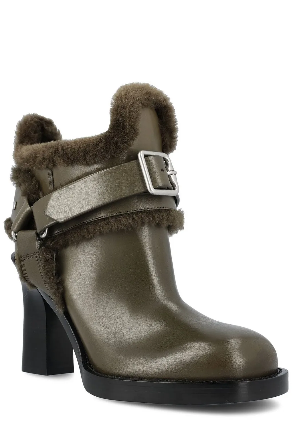 Buckled Round-Toe Ankle Boots