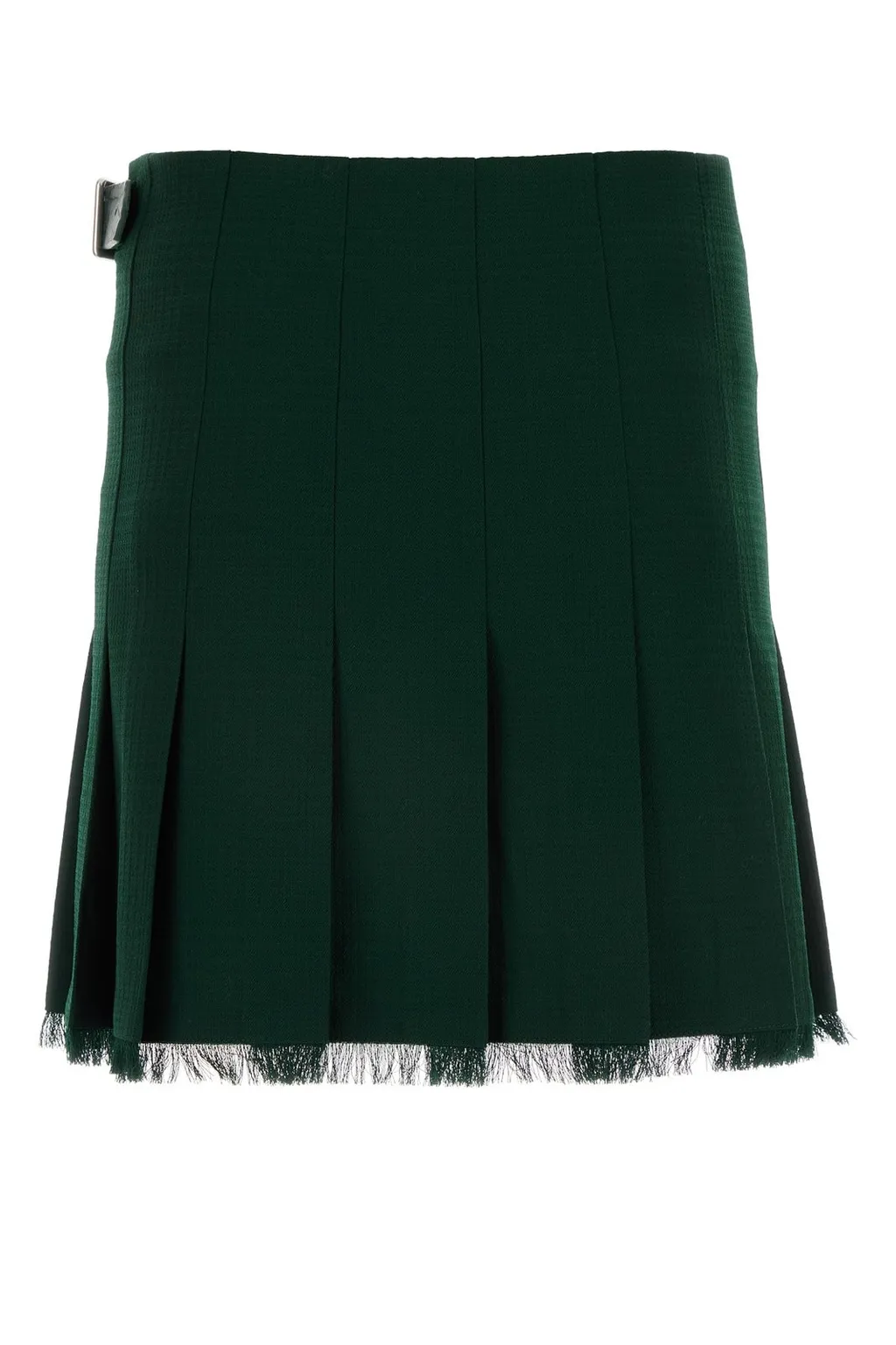 Pleated Frayed-Edge Mini Skirt