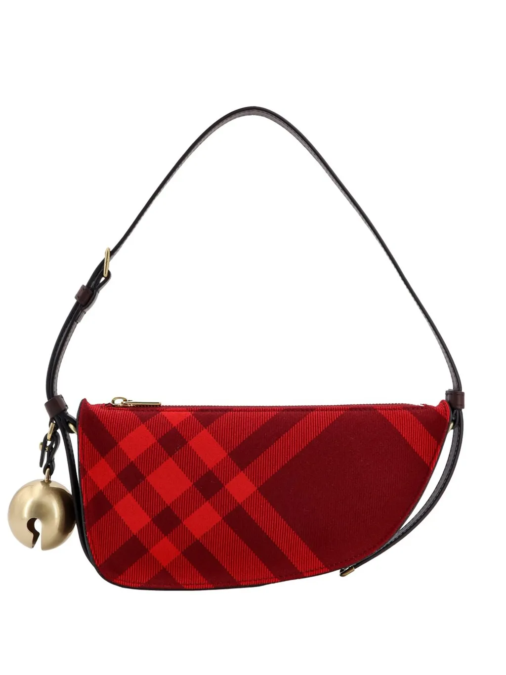 Mini Shield Check-Pattern Bell-Charm Shoulder Bag