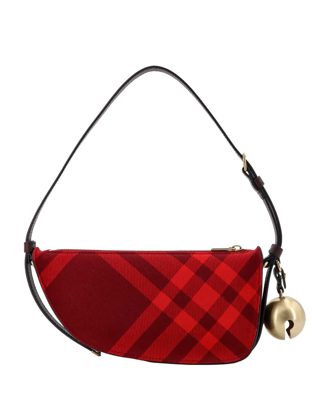 Mini Shield Check-Pattern Bell-Charm Shoulder Bag