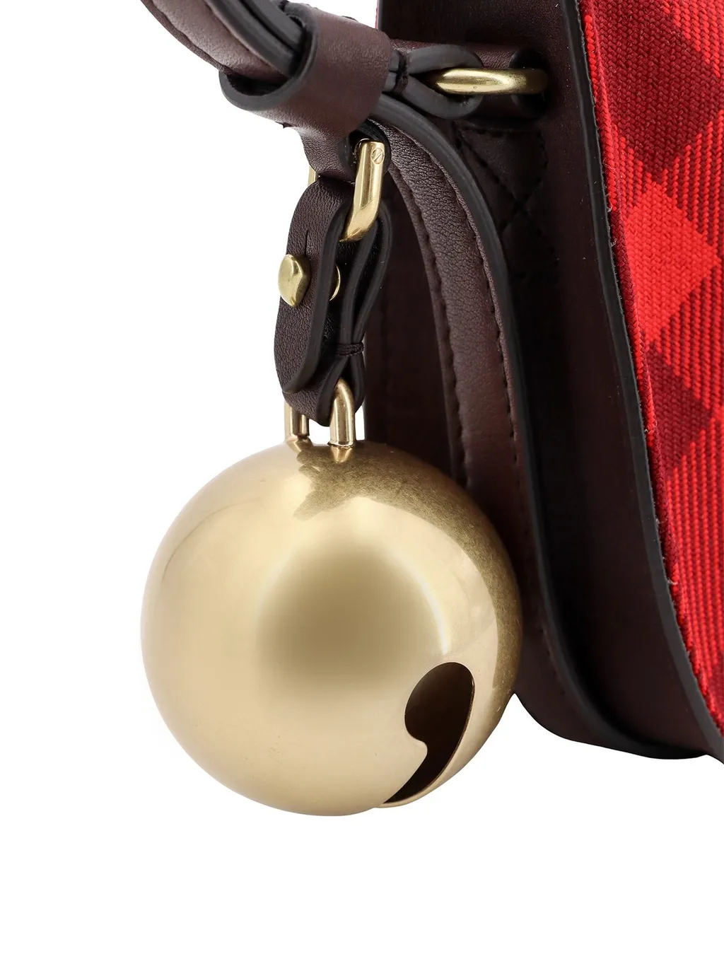 Mini Shield Check-Pattern Bell-Charm Shoulder Bag