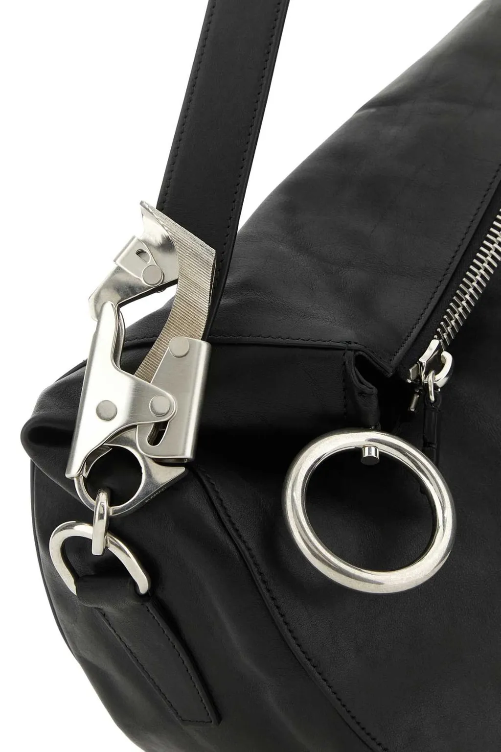 Ring Detailed Zipped Shoulder Bag