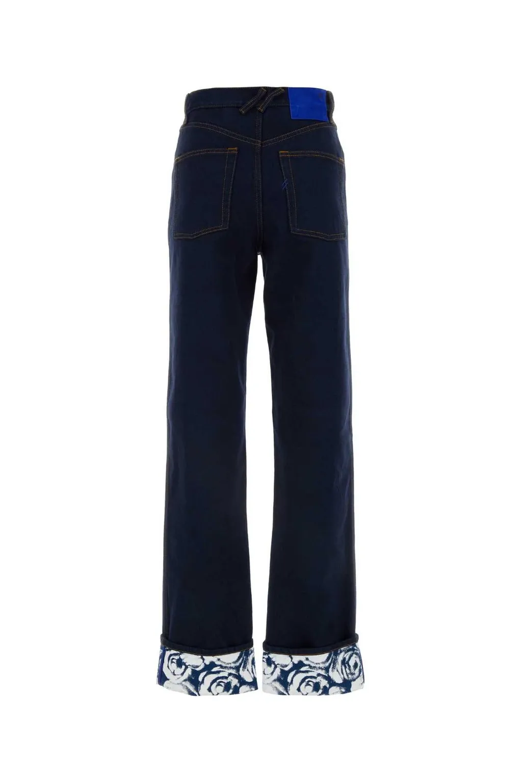Logo-Patch Straight-Leg Turn-Up Hem Jeans