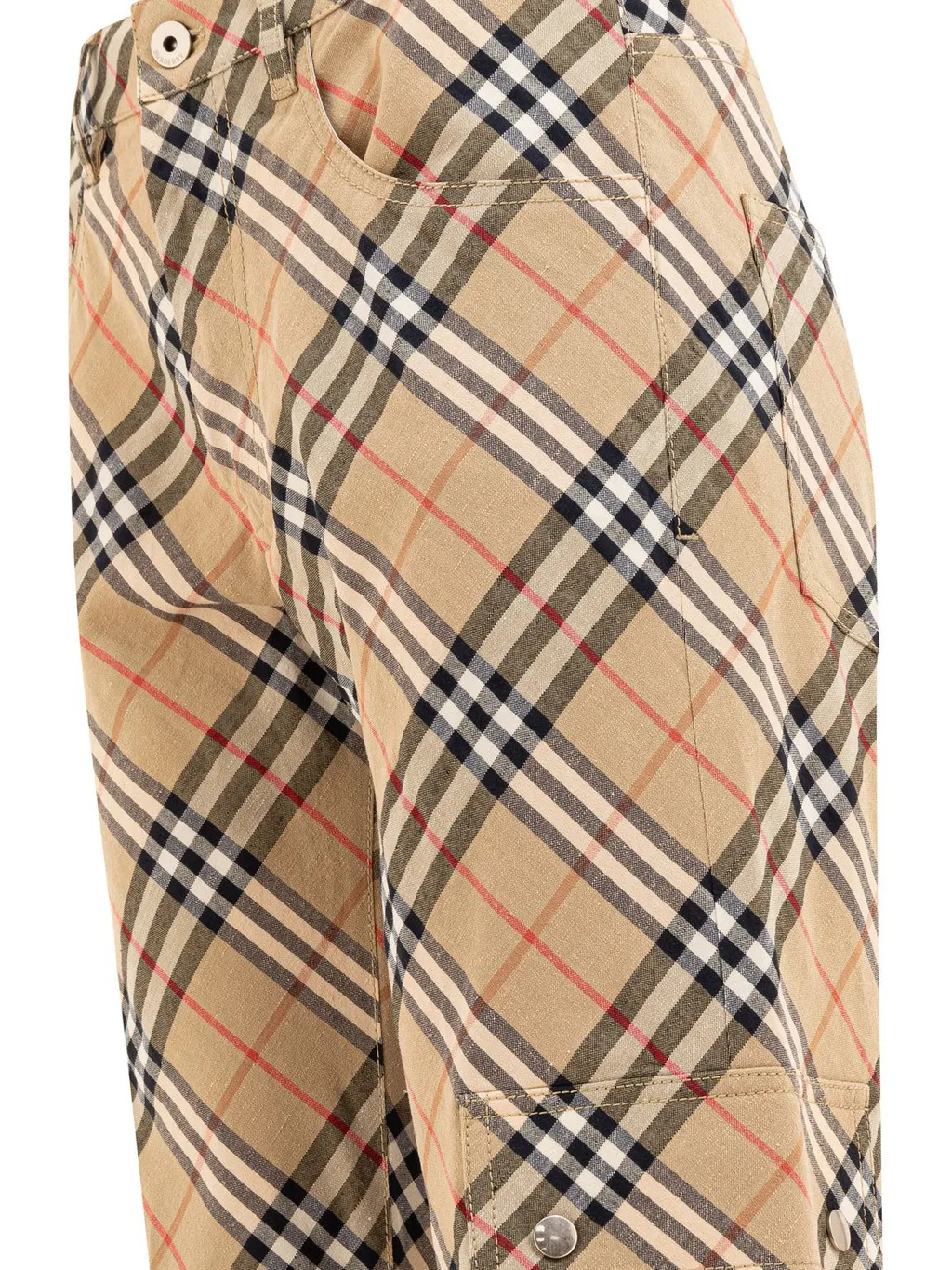 Checked Straight-Leg Cargo Pants