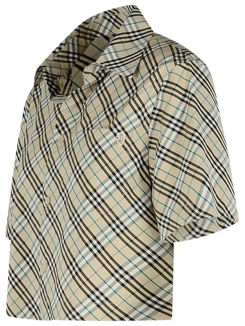 Short-Sleeved Checked Cropped Shirt