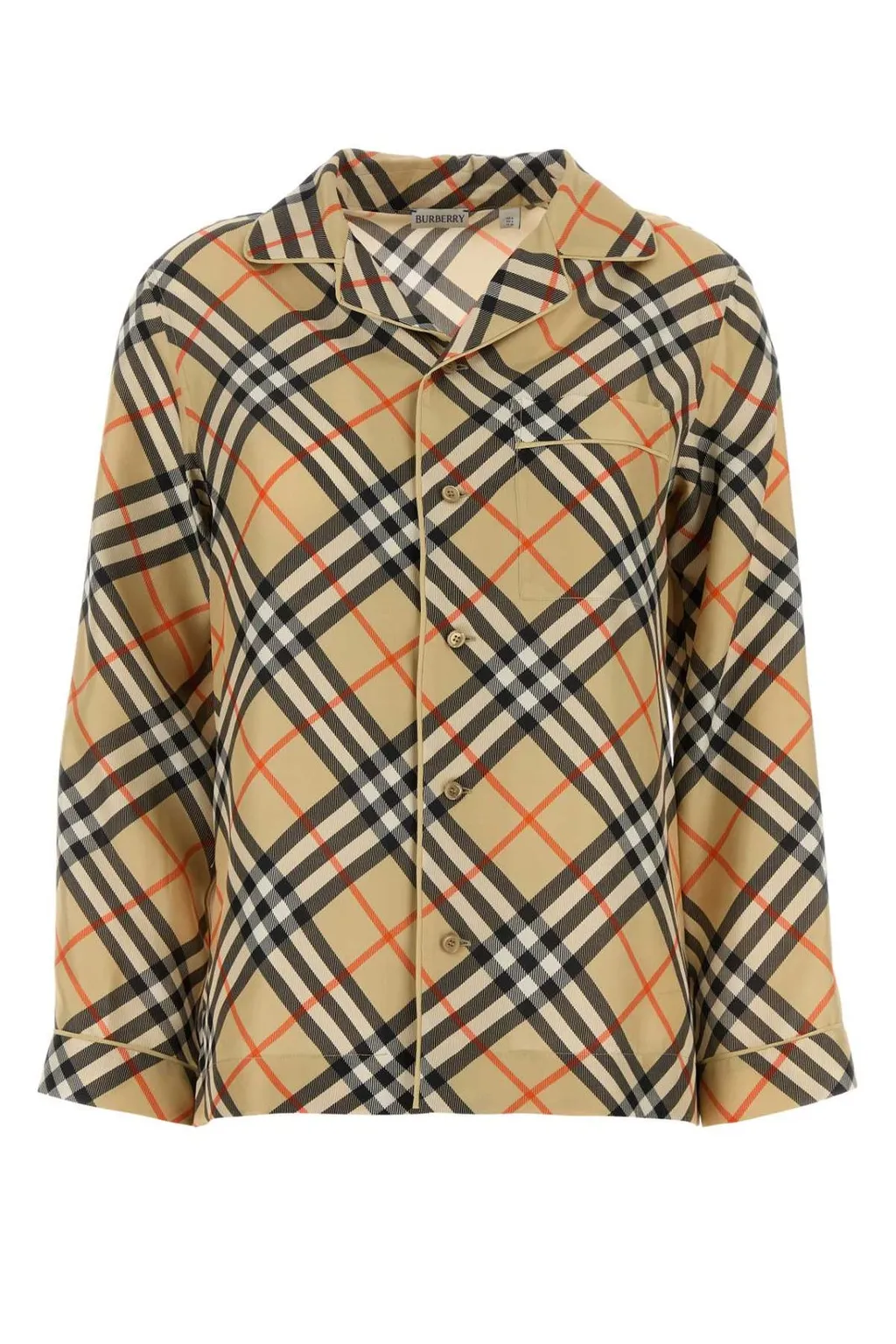 Vintage Check-Printed Buttoned Pajama Top
