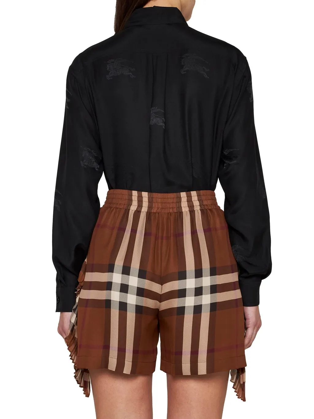 Checked Fringed-Detail Shorts