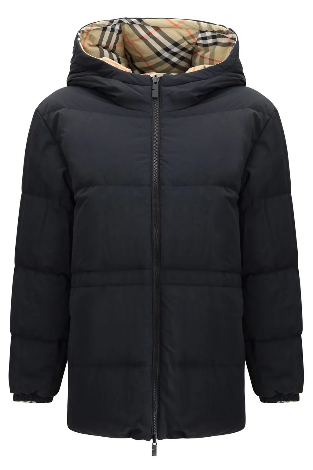 Checked Hooded Reversible Down Jacket