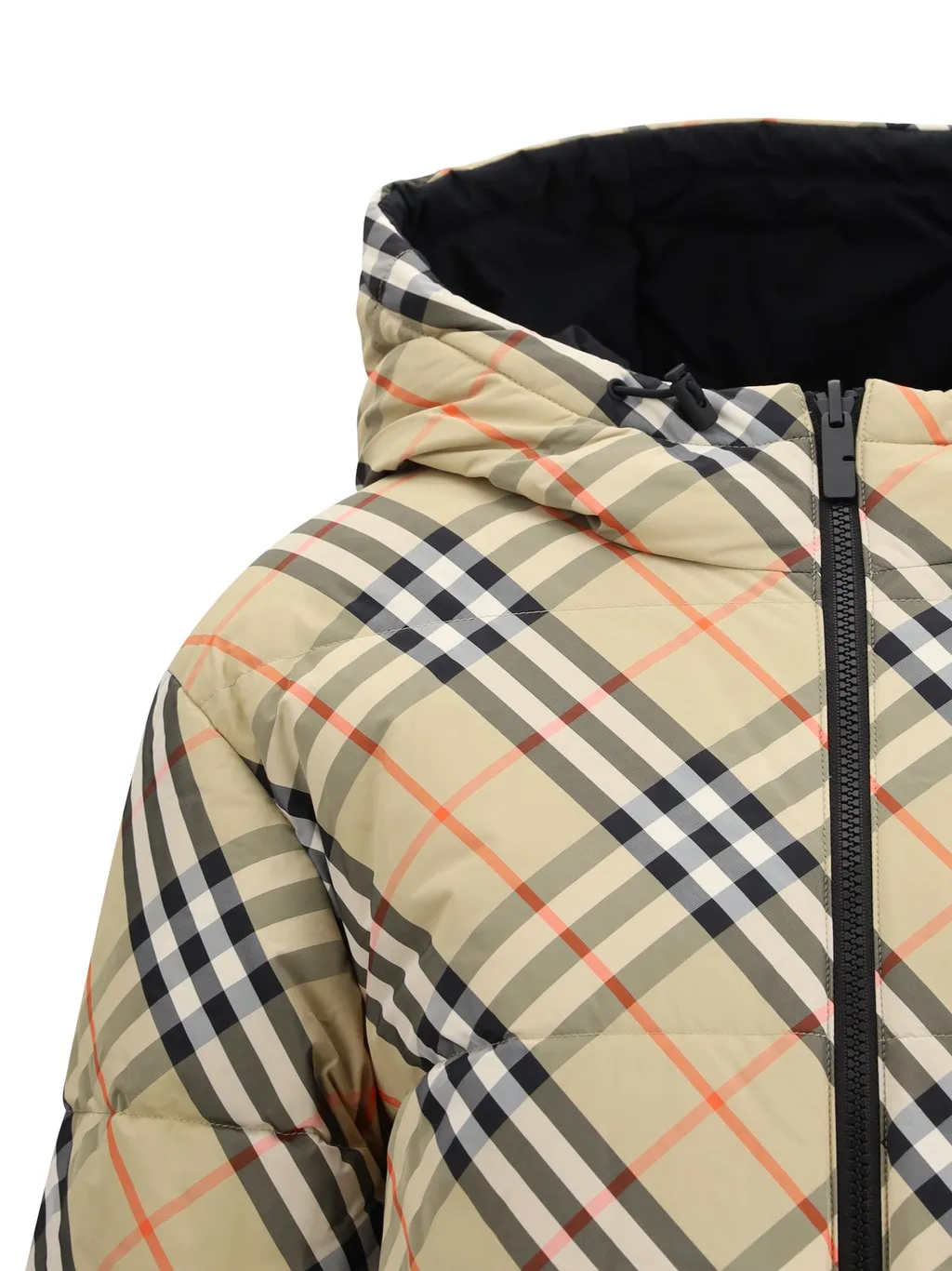 Checked Hooded Reversible Down Jacket