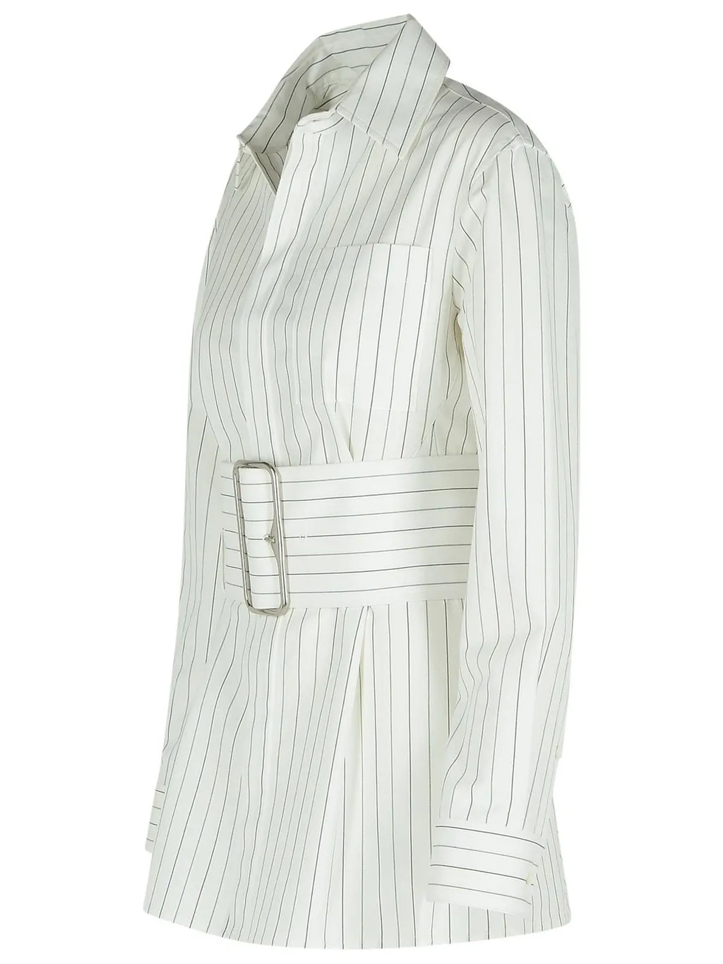 Wide-Belted Striped Shirt