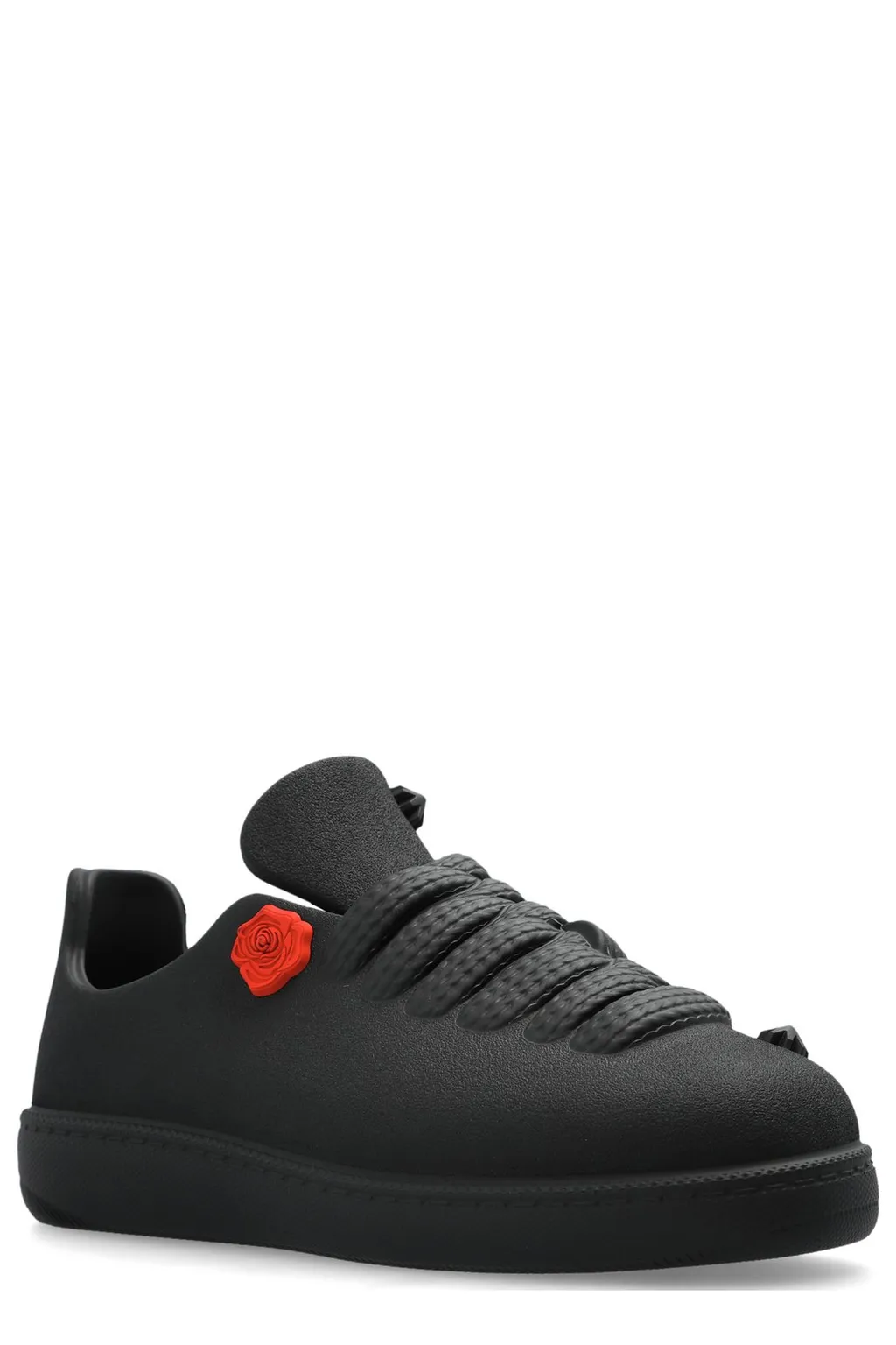 Bubble Flower Embellished Lace-Up Sneakers