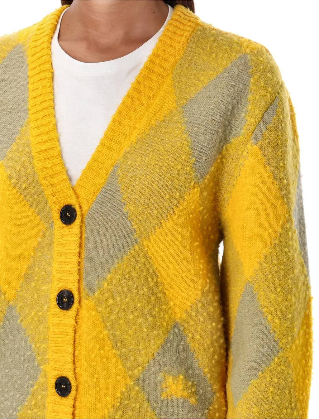 Checked V-Neck Cardigan