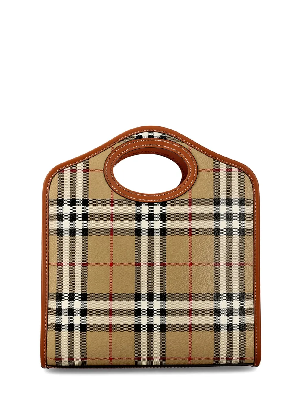 Hollow-Handle Checkered Mini Tote Bag