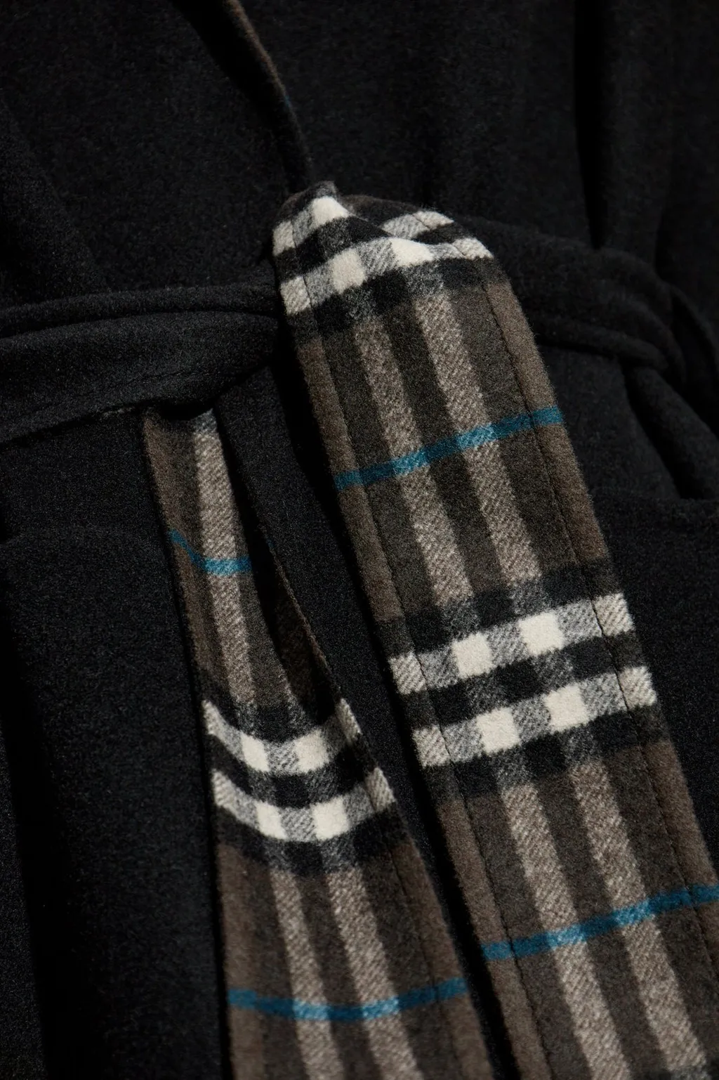 Reversible Checked Tied-Waist Wrap Coat