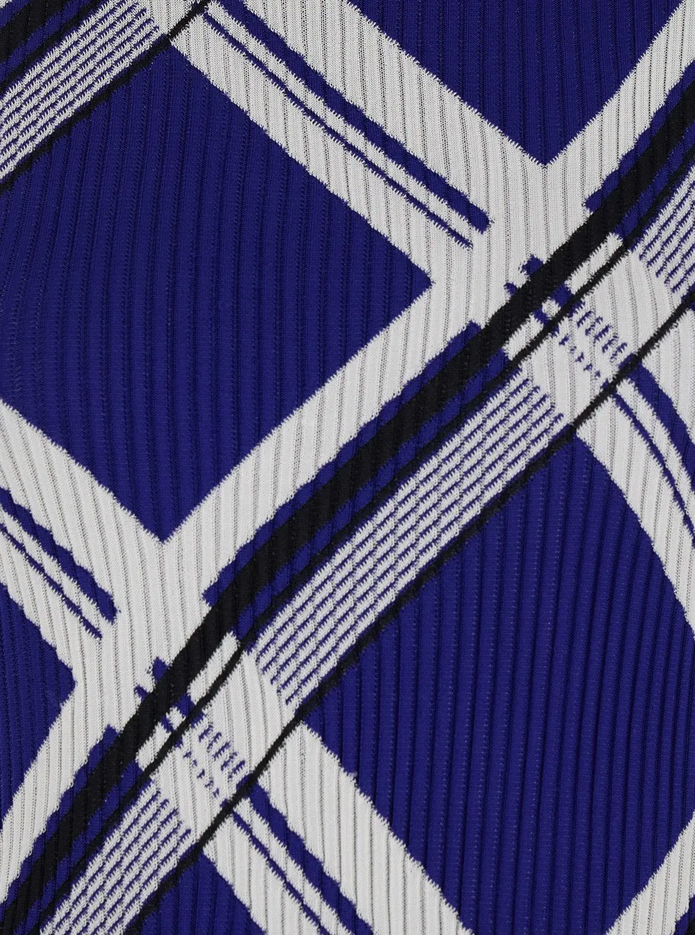 Check-Printed Ribbed Sleeveless Dress