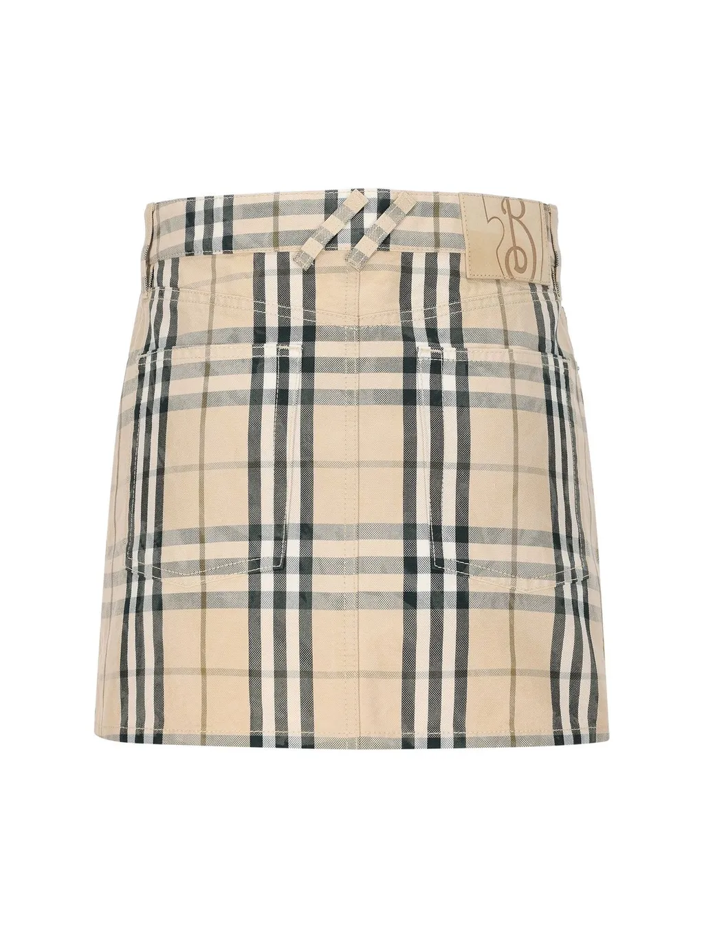 Checked Denim Mini Skirt