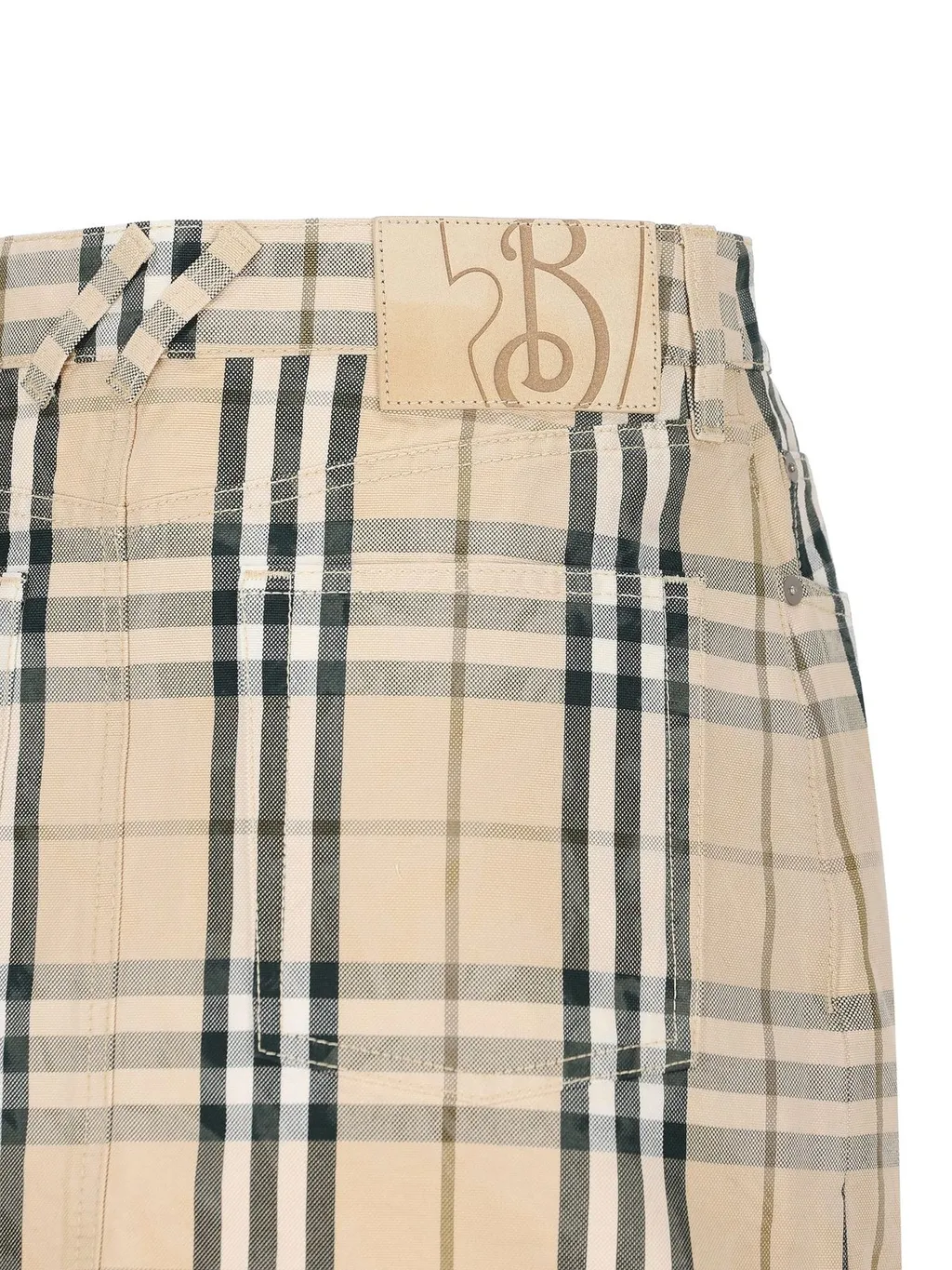 Checked Denim Mini Skirt