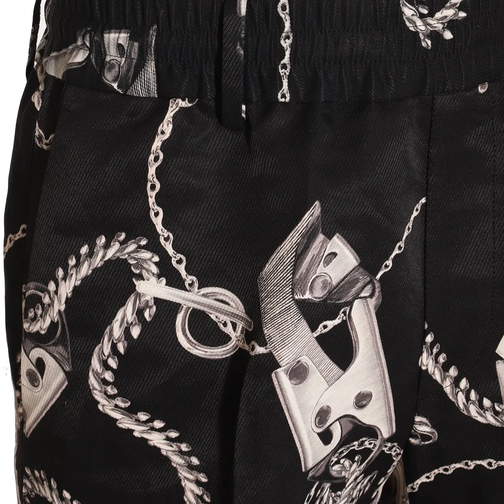 Chain Link-Printed Knee-Length Shorts