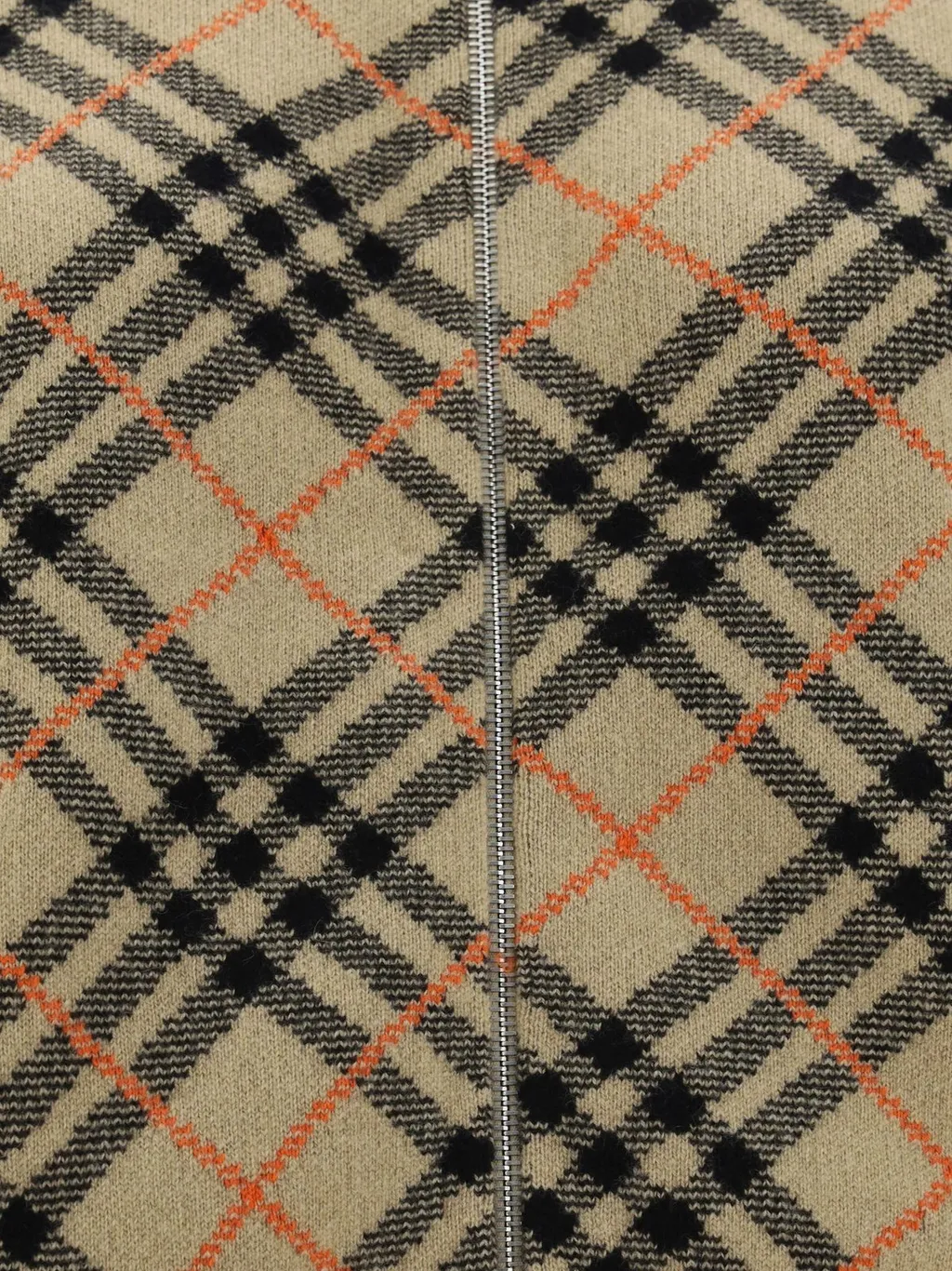 Checked Knitted Zip-Up Bomber Jacket