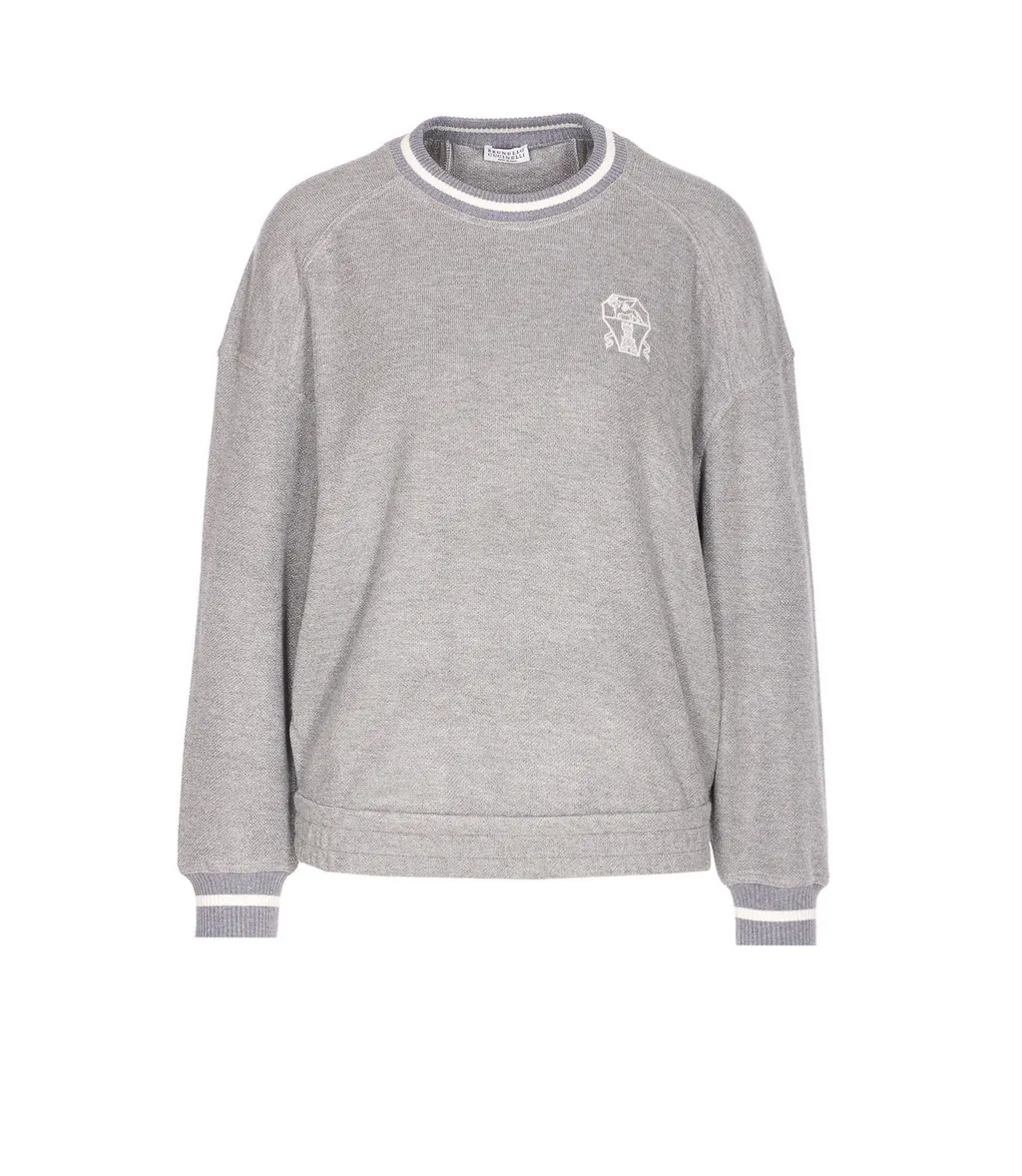 Logo Embroidered Long-Sleeved Sweater