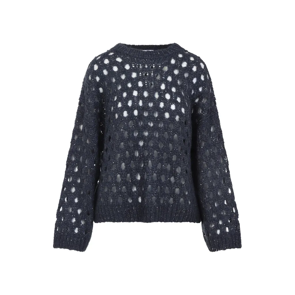 Open-Knitted Sequined Jumper