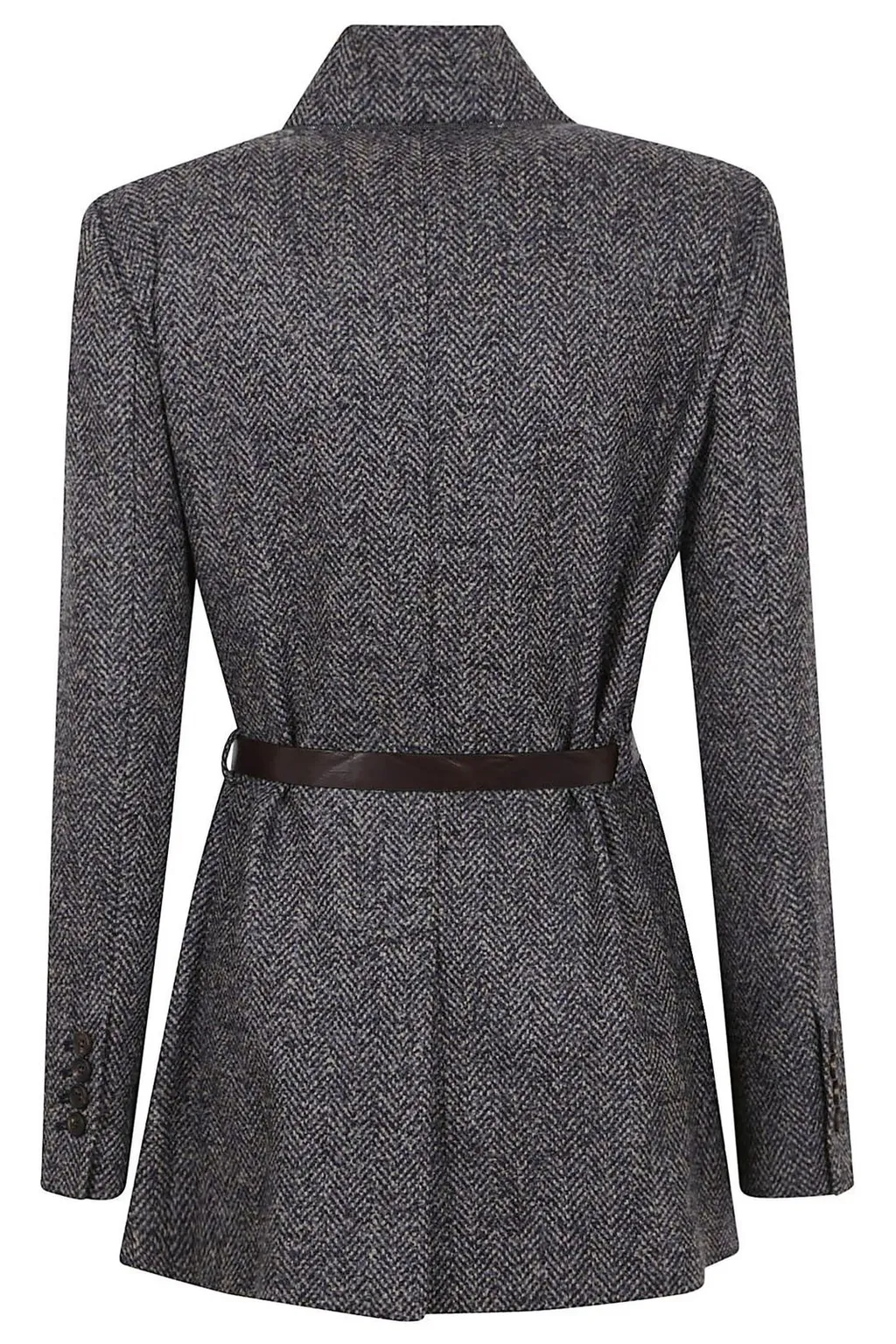 Herringbone Patterned Belted Jacket