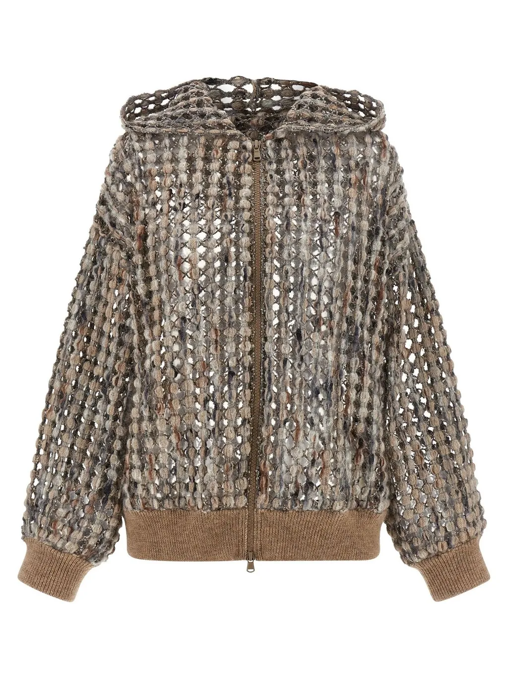Sequin Embellished Zip-Up Cardigan