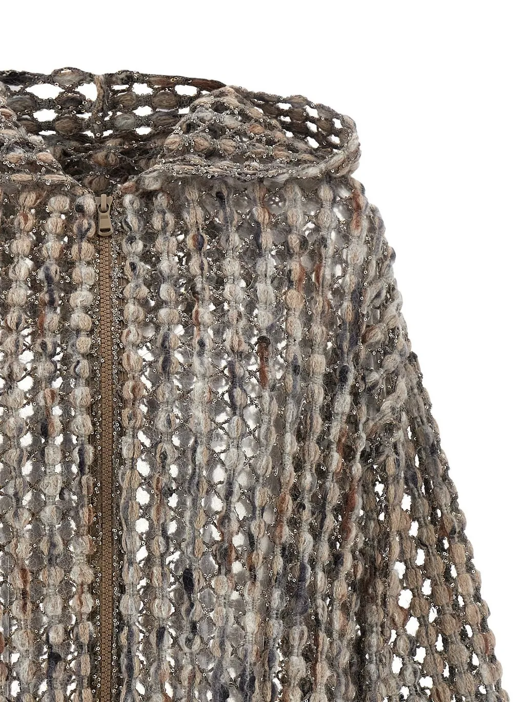 Sequin Embellished Zip-Up Cardigan
