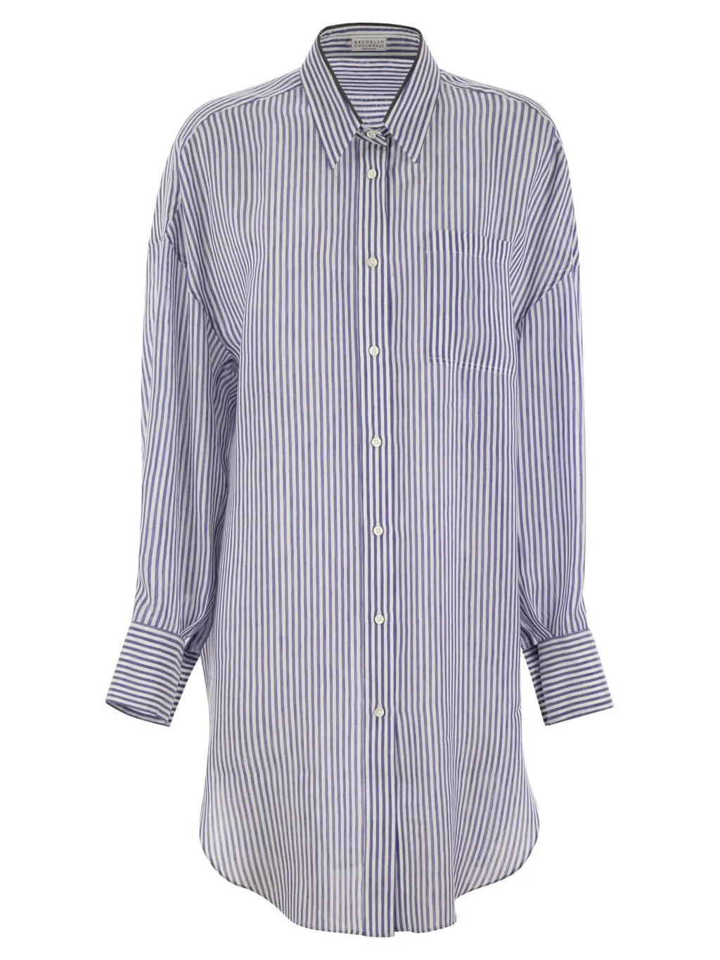 Monili-Trim Striped Long Shirt