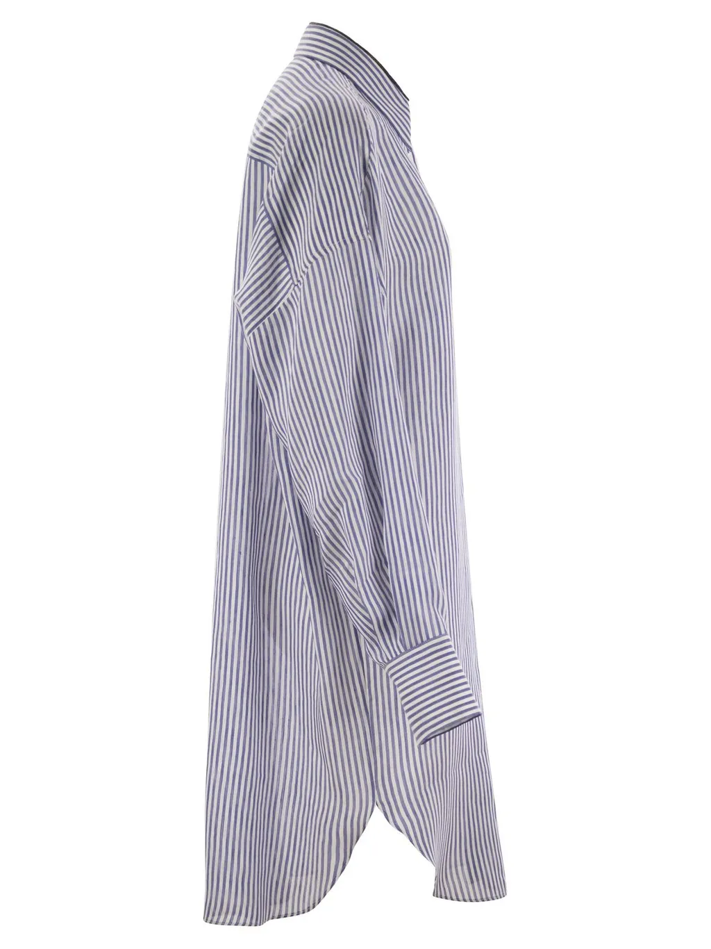 Monili-Trim Striped Long Shirt